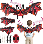 Red Electric Light-up Dinosaur Wings Dragon Wings w/Sound Dinosaur Toy Kids Adult Halloween Costumes Cosplay Fancy Dress-up Christmas Birthday